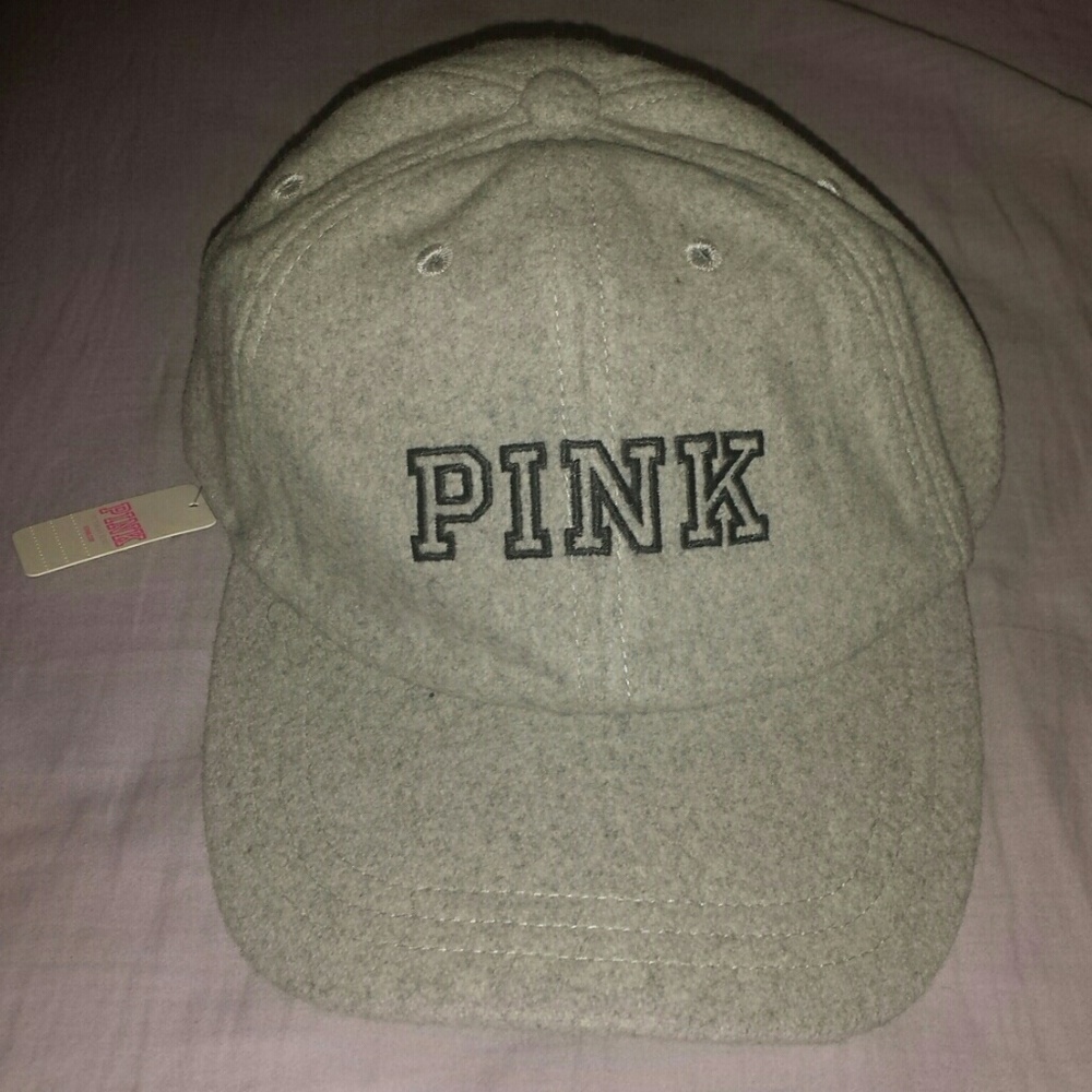 Rare NWT PINK Victoria's Secret grey wool hat