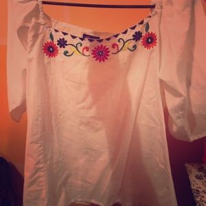 White and floral shirt