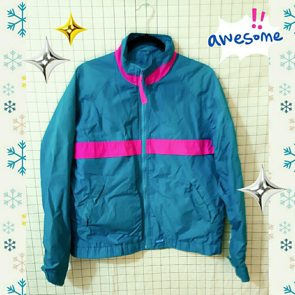 Vintage High Seas Rain Ski Jacket Teal Pink S Sm
