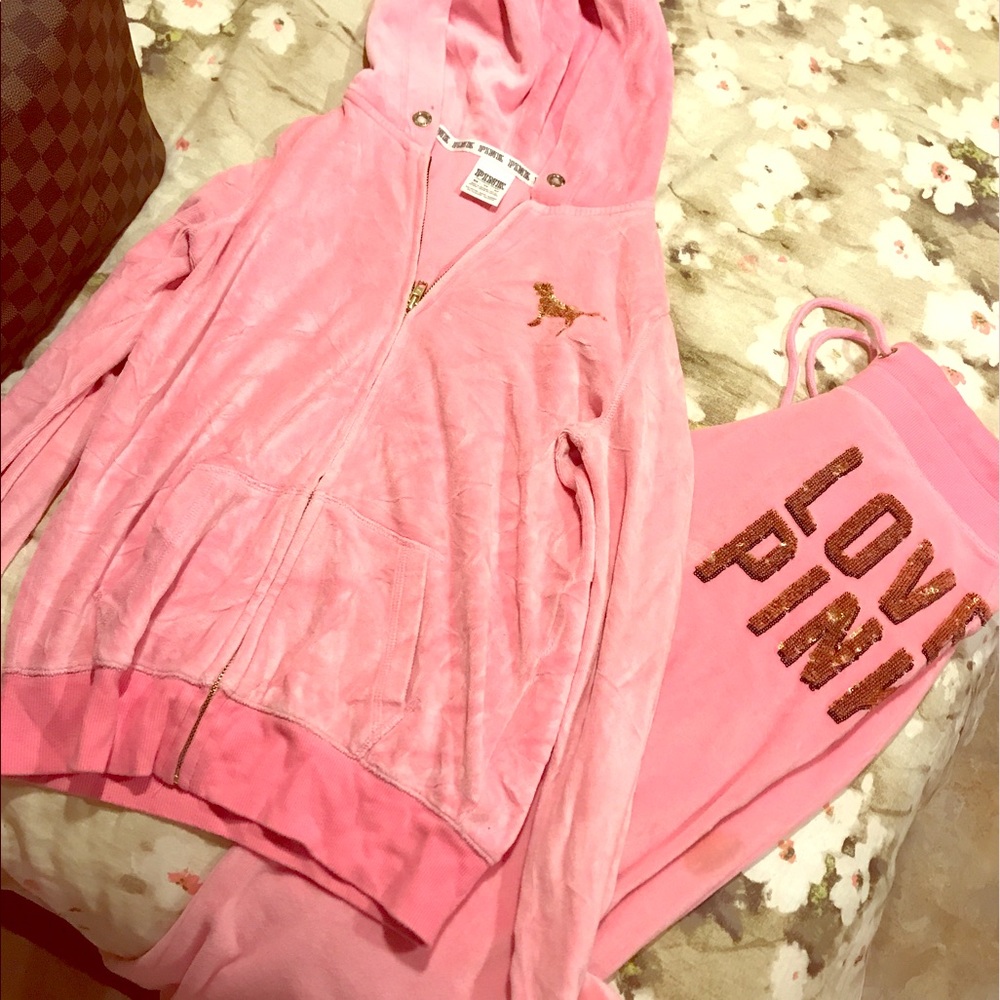 PINK velour suit