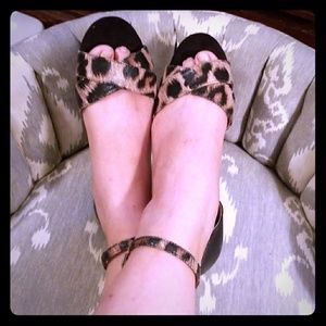 Nine West Leopard Print Ankle Strap Flats