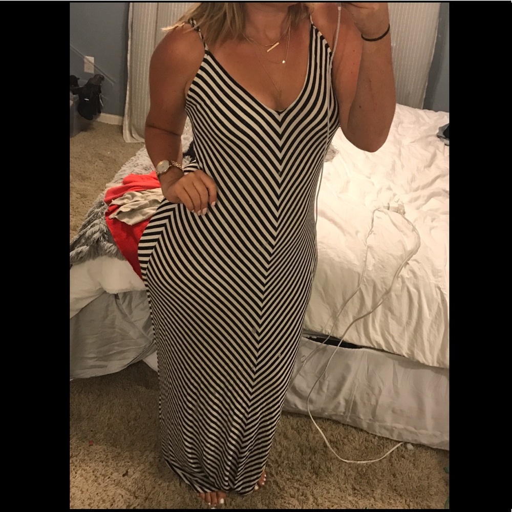 Striped, extra long maxi dress