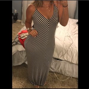 Striped, extra long maxi dress