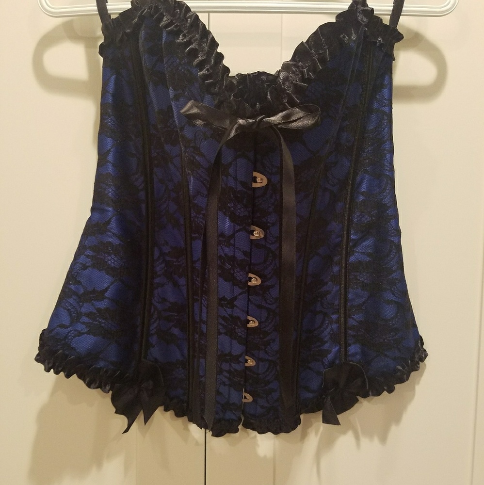 Blue Tie Back Corset