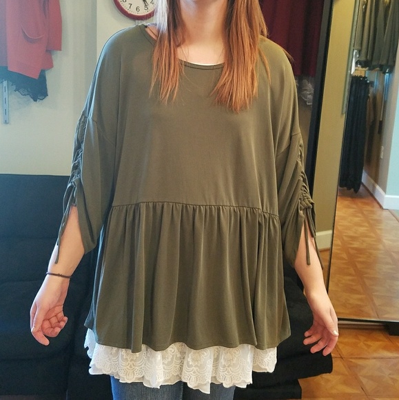 Plus size babydoll top OLIVE - Picture 4 of 5