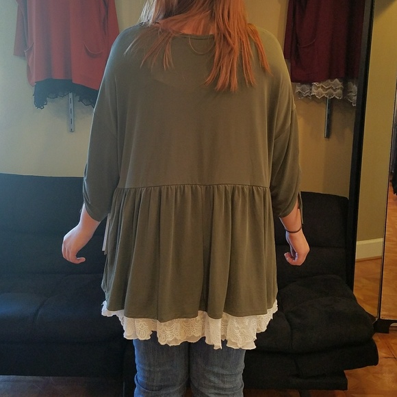 Plus size babydoll top OLIVE - Picture 5 of 5