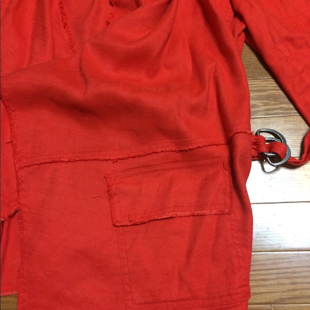 Free People Orange Raw Femme Linen Jacket - Picture 7 of 8