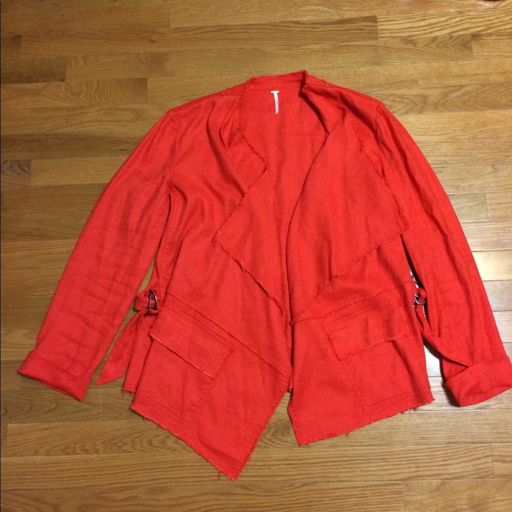 Free People Orange Raw Femme Linen Jacket - Picture 8 of 8