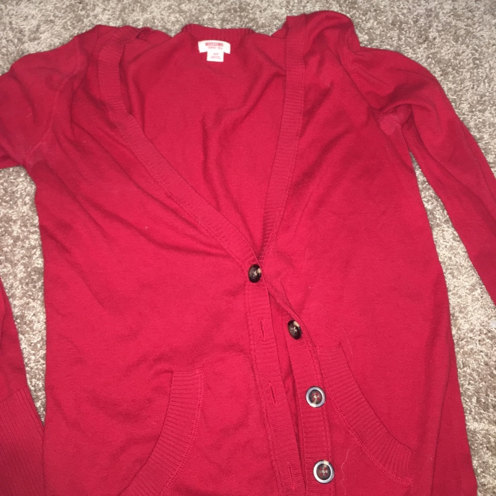 Red cardigan