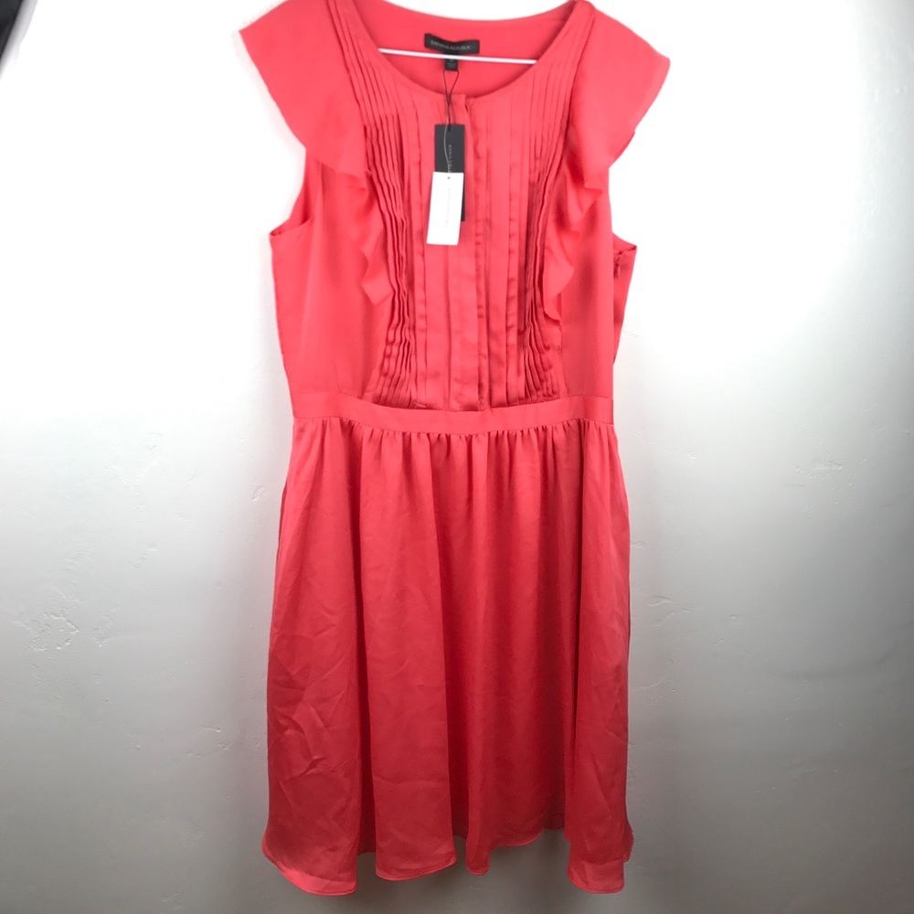 NWT Banana Republic ruffled A-line red midi dress