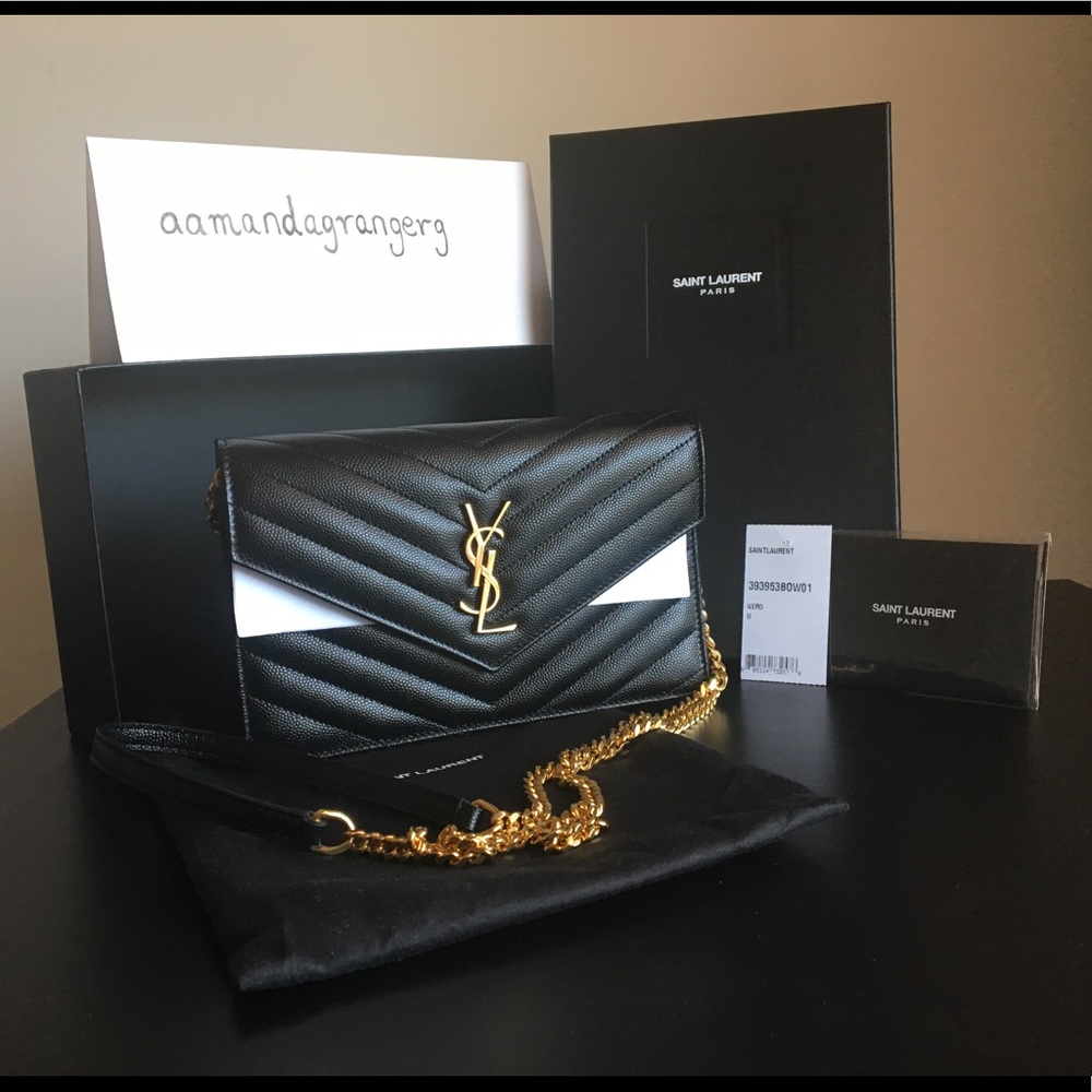 Saint Laurent Monogram Envelope Chain Wallet