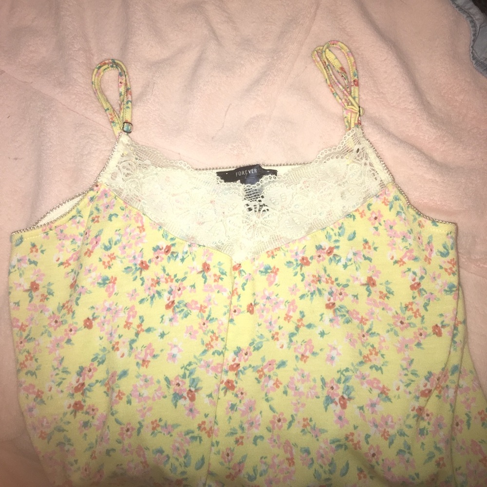 lacey light yellow crop top