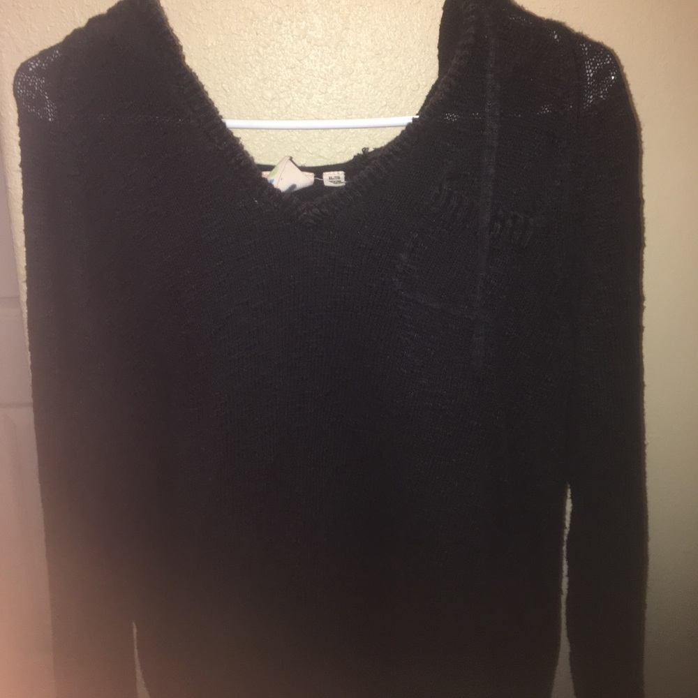 black crochet hoodie