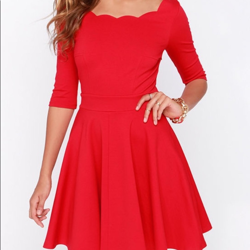 Red scalloped dress