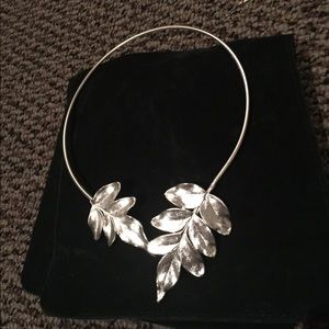Grecian silver leaf necklace