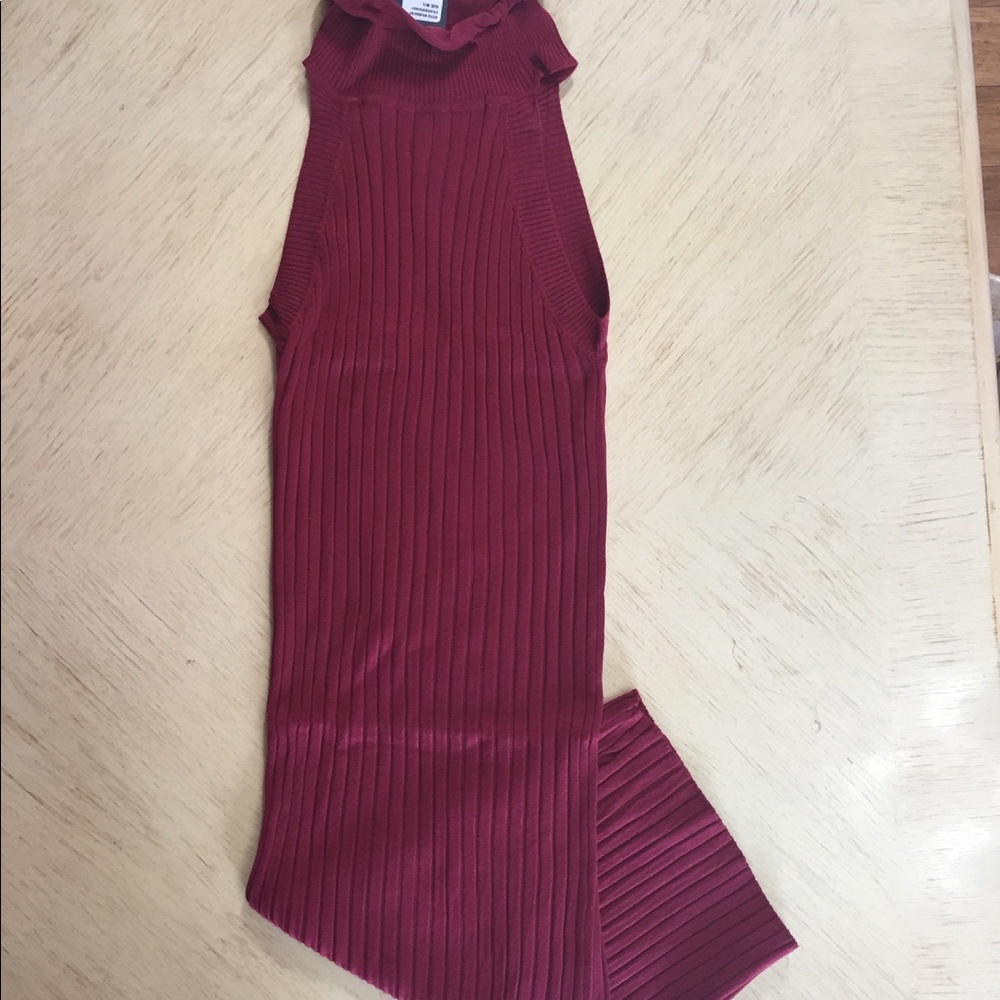 NWT Burgundy Rib Knit Knee Length Turtleneck Dress Size  S/M & M/L - Picture 6 of 7
