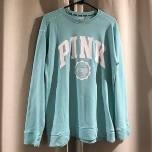 Teal "pink" crew neck