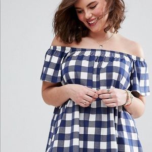 ASOS CURVE off the shoulder mini dress