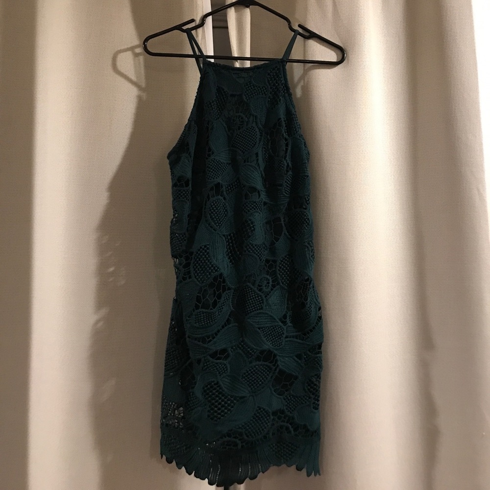 Green laced midi dress