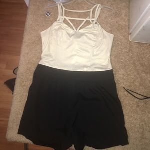 Black and cream romper