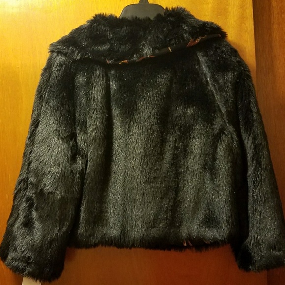 Black rivet faux fur jacket - Picture 3 of 4