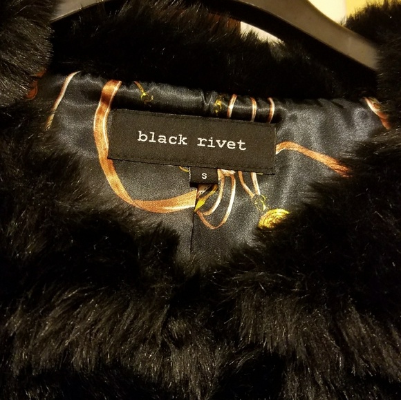 Black rivet faux fur jacket - Picture 4 of 4