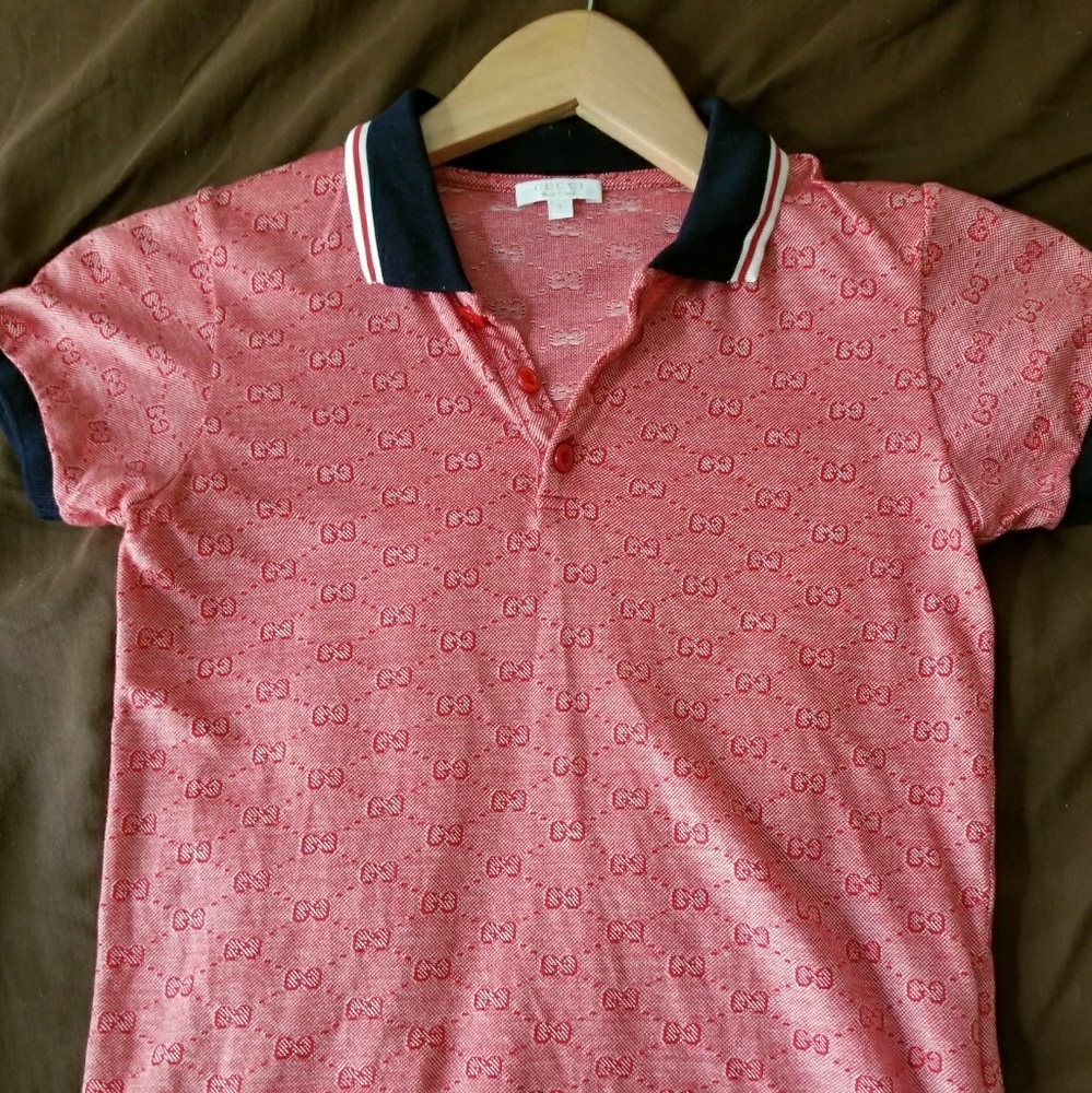Gucci boy's gg print classic  polo shirt