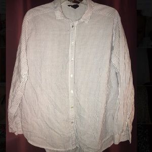 H&M Blue & White Long Sleeve Blouse