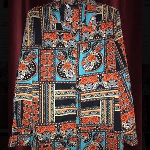 MINKPINK Button Down Rose & Stripe Blouse