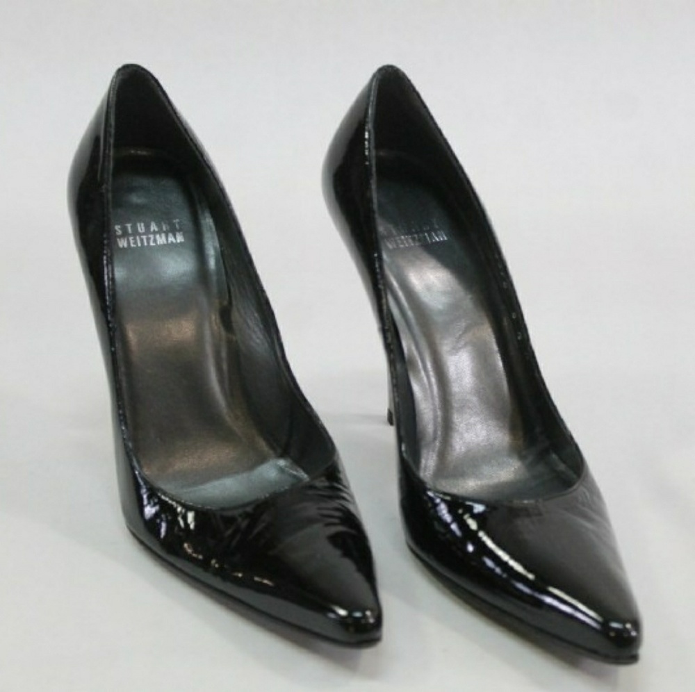 Stuart Weitzman Women's Black Gloss Heels 6.5