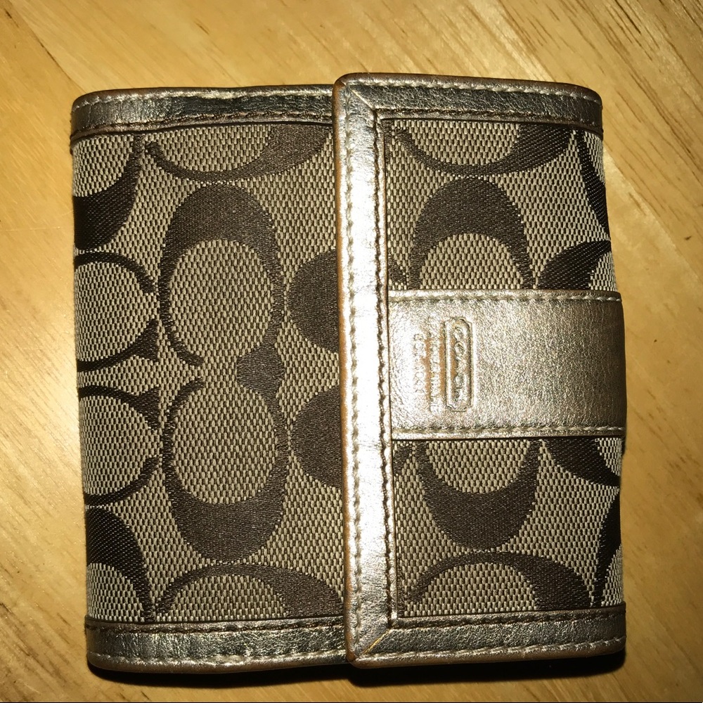 Authentic coach leather with canvas leather wallet