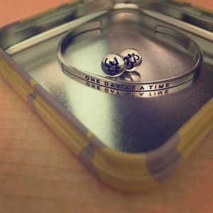 Alex&Ani OM stud earrings and mantra band