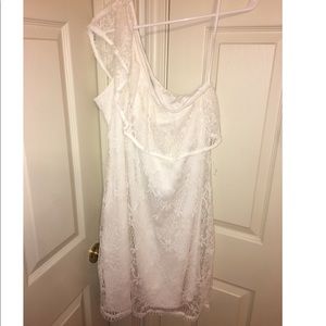 White lace/ one shoulder dress