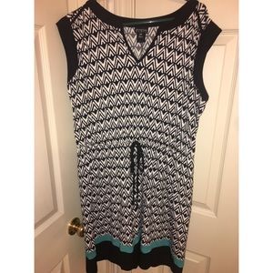 Black/White with Teal trim dress.