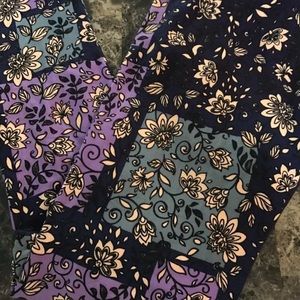 LuLaRoe TC - Navy/Purple/Blue w/ Cream Flowers NEW