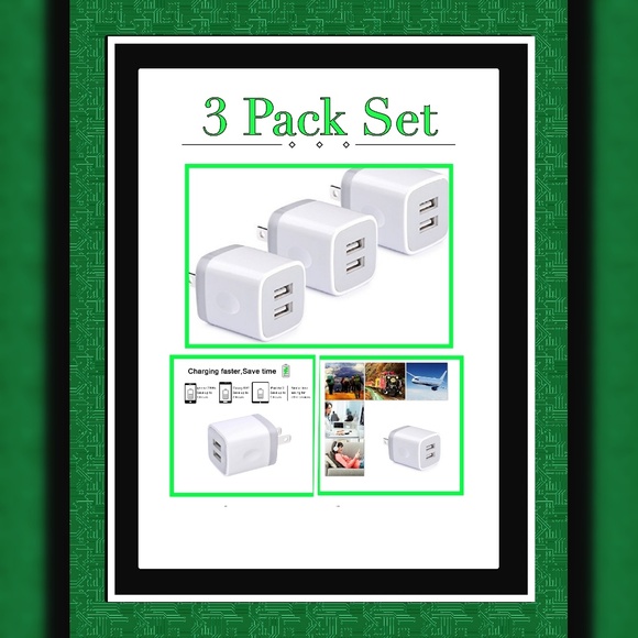 3pk 2.1AMP Universal Dual Port Wall Charger - Picture 1 of 3