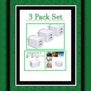 3pk 2.1AMP Universal Dual Port Wall Charger