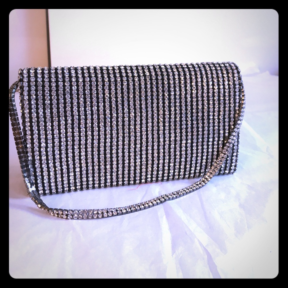 NWOT Black rhinestone evening bag