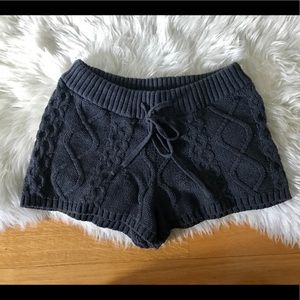 Grey Cable Knit Shorts