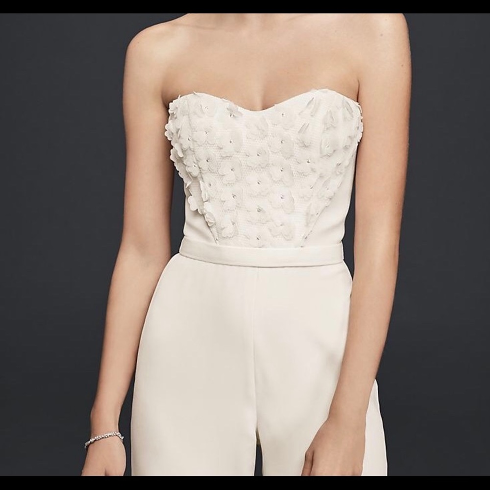 Cynthia Rowley: Strapless crepe jumpsuit - ivory