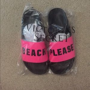 brand new victoria's secret slid on shoes, size L