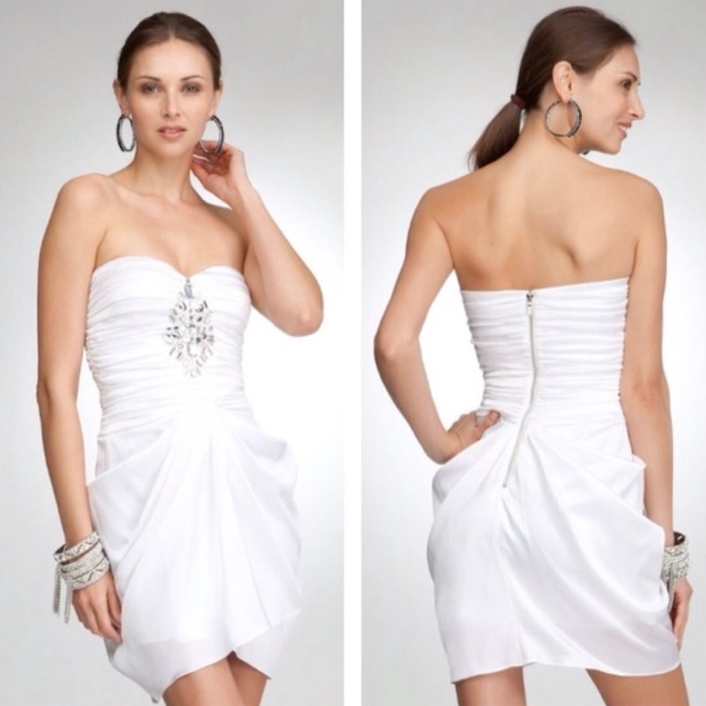 Bebe Embelleished Ruched Dress