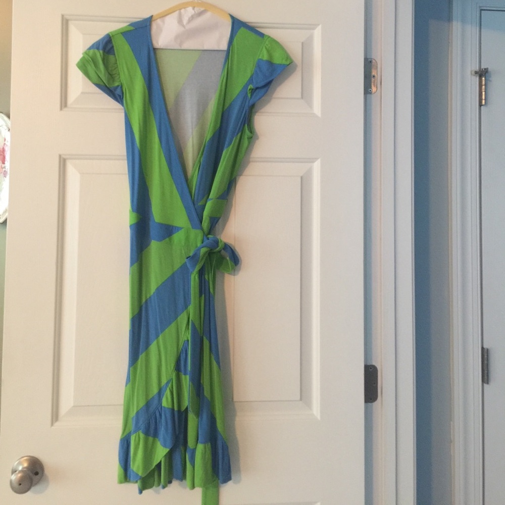 Lilly Green & Blue Wrap Dress
