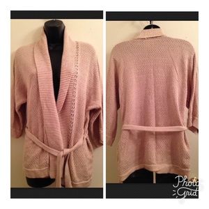 👠H&M Women Wrap Cardigan Sweater Sz Lg Oatmeal