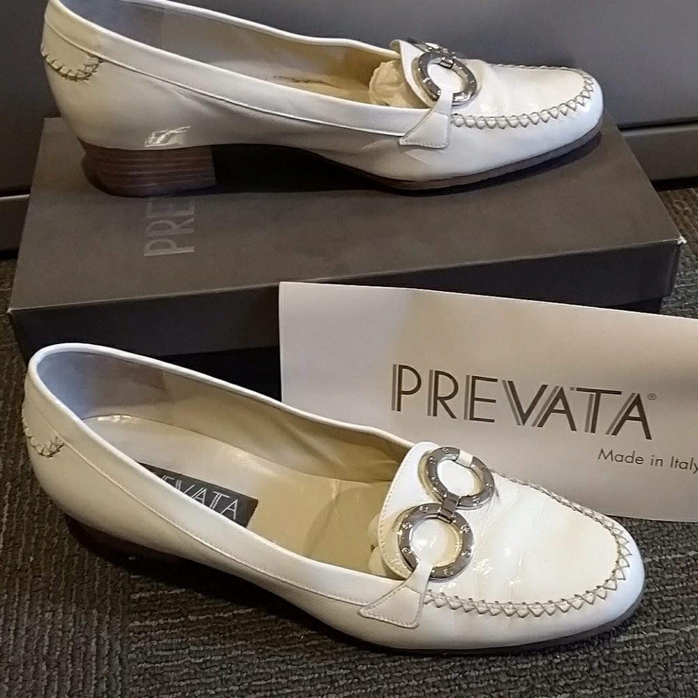 Prevata white patent loafers 8B country club yacht