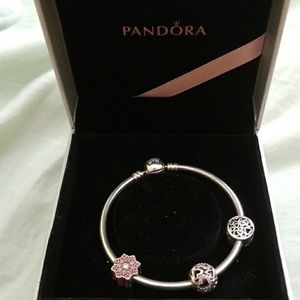 Pandora bracelet with 3 charms
