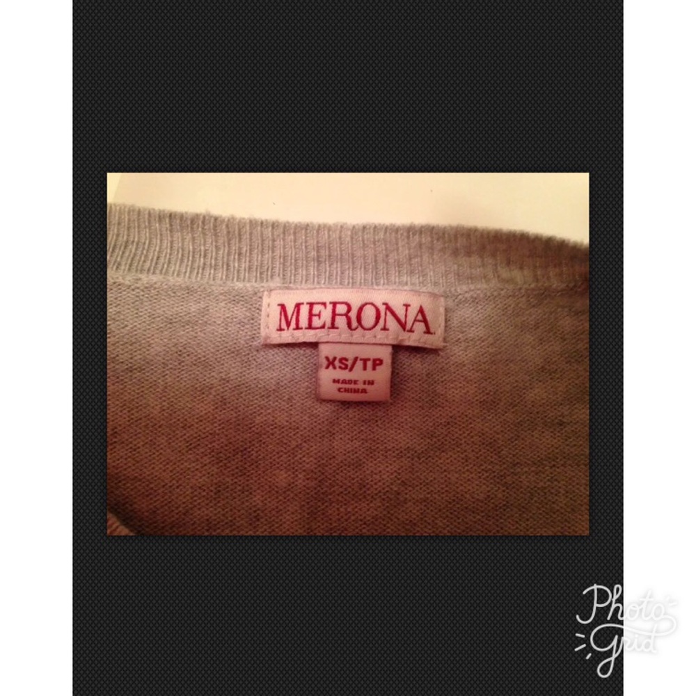 👠Merona Knit Sweater Sz XS Gray Rhinestone Detail - Picture 4 of 4