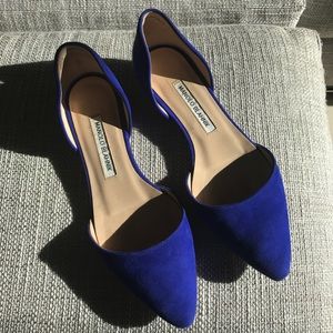 Authentic Manolo Blahnik Soussaba Flat Blue