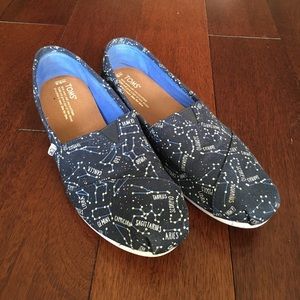 Toms Astrological Blue Slip Ons -- Near Perfect