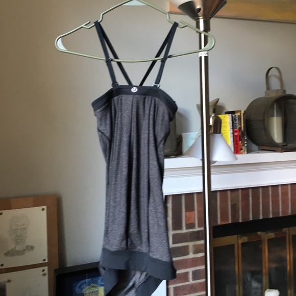 Lululemon Tank Cross Strap Gray Black Shelf Bra 4 - Picture 4 of 8